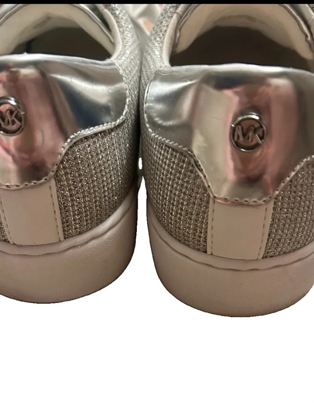 Michael Kors Irving Glitter chain Mesh White & Silver Lace-Up Leather Sneaker